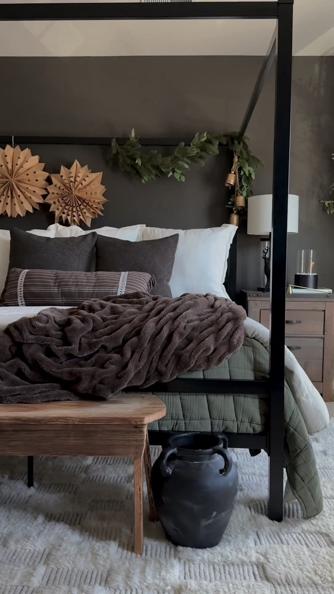 This is my favorite quilt that I use year round but the green just looks even better at Christmas 🤎🌲
Olive quilted bedding, rustic modern, Christmas bedding, moody bedroom, box quilt, canopy bed, boucle pillows

#LTKSeasonal #LTKHome #LTKHoliday