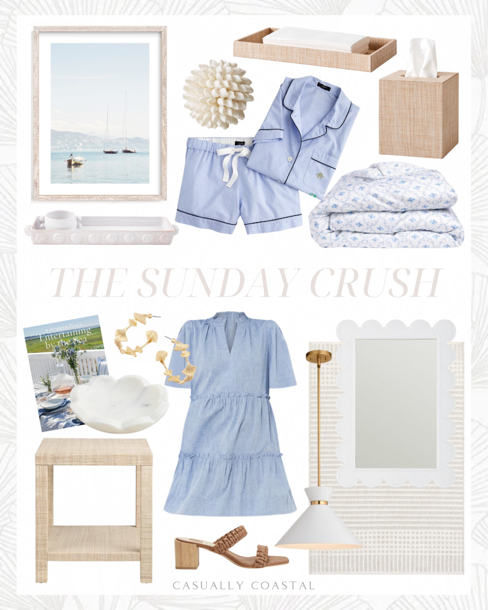 The Sunday Crush! 

Coastal home, coastal style, coastal furniture, coastal rug, neutral home decor, coastal dress, teacher outfit, tuckernuck dress, coastal wall art, coastal artwork, chambray dress, gold hoop earrings, dolce vita heeled sandals, neutral heeled sandals, ocean art print, mud pie beaded set tray, hill house duvet cover, coastal duvet cover, Amazon lighting, bow tie pendant light, coastal pendant lighting, mud pie scallop marble dish, white marble dish, Amazon marble dish, scallop mirror, coastal mirror, raffia square end table, coastal end table, entertaining by the sea book, coastal book, Amazon coastal book, end on end cotton pajama short set, coastal pajamas, raffia bathroom accessories, real white seashell sphere, coastal decorative balls, flatweave cotton rug, wayfair rug, geometric washable rug, neutral rug 

#LTKStyleTip #LTKFindsUnder100 #LTKHome