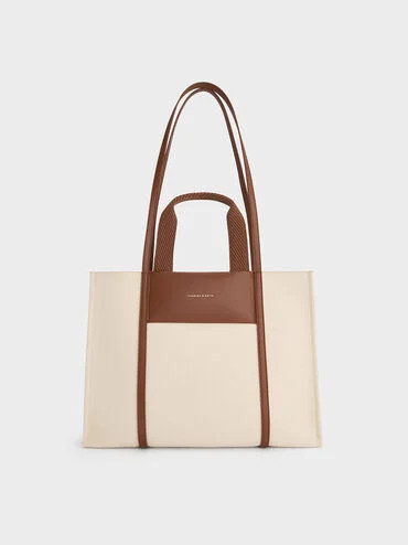 Shalia Canvas Tote Bag
    
         - Beige Canvas | Charles & Keith UK