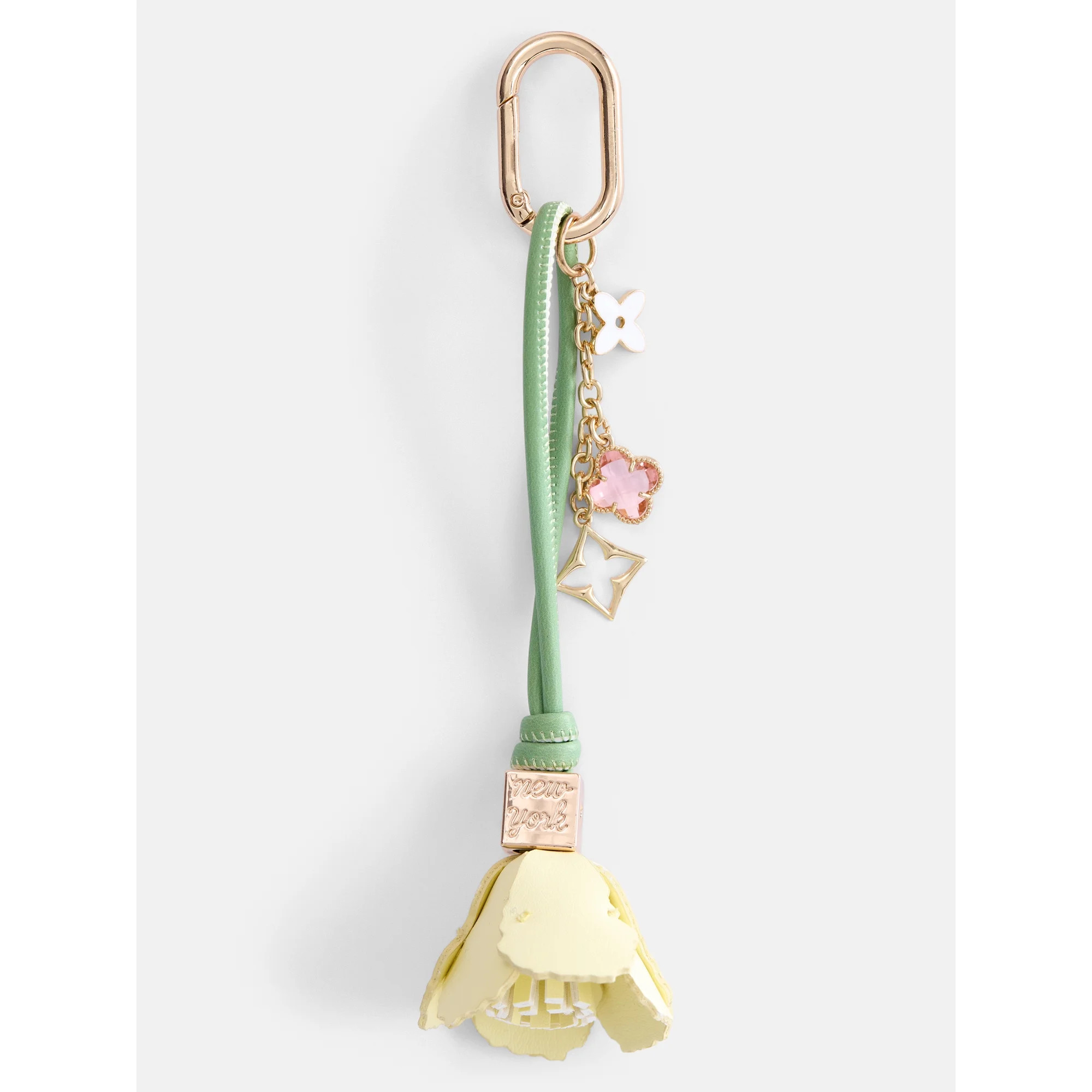 Free Assembly Women's 3D Faux Leather Floral Handbag Charm, Yellow | Walmart (US)