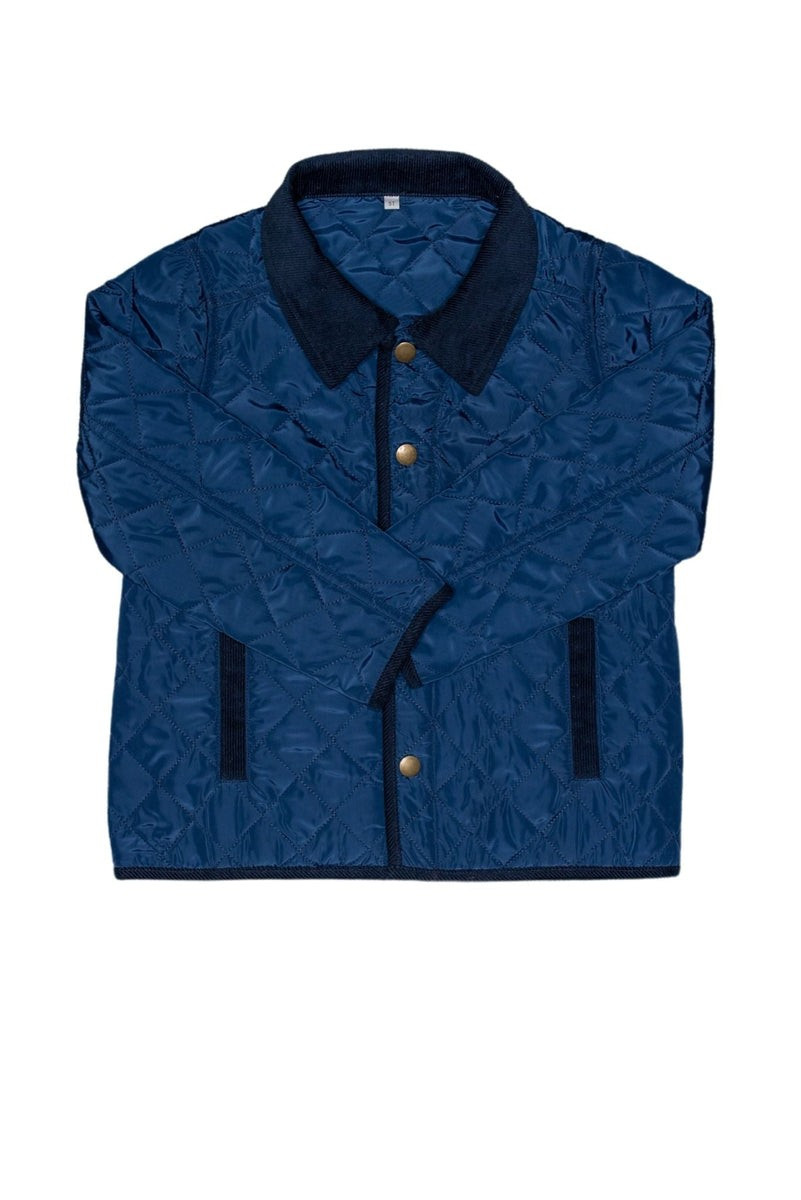 Navy Quilted Jacket | Grace and James Kids