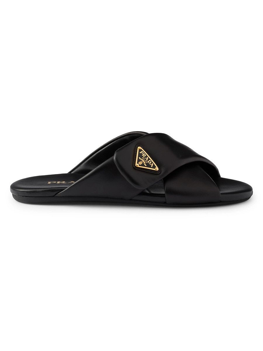 Women's Padded Nappa Leather Slides - Black - Size 8 | Saks Fifth Avenue