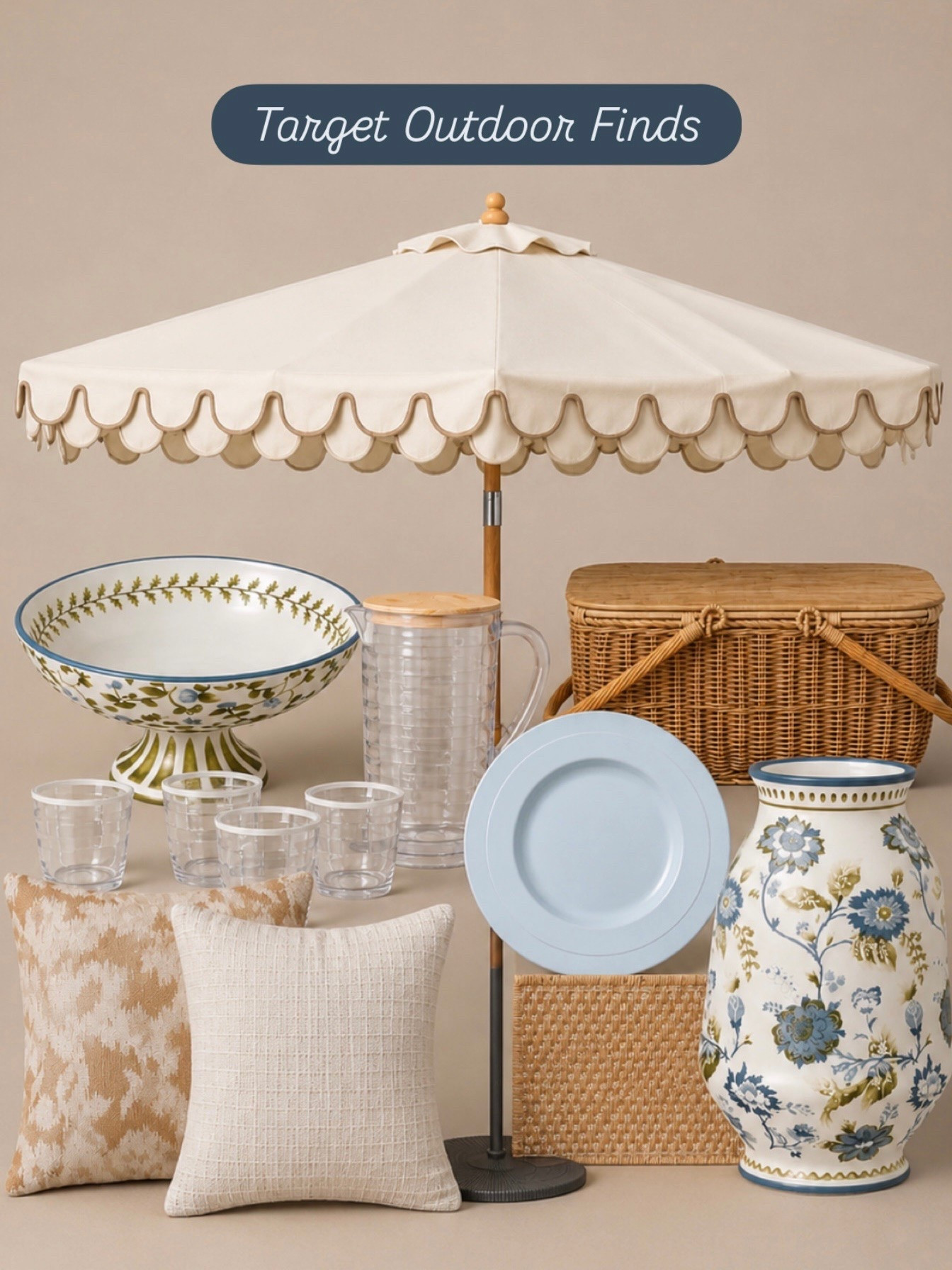 ✨ Target Outdoor Finds ✨

These Target finds are giving cozy patio hosting vibes with the prettiest mix of soft blues, warm neutrals, and timeless textures 🤍 From the scalloped umbrella to the floral vase and woven accents, every piece feels perfect for effortless summer entertaining outdoors.

Follow @farmtotablecreations on Instagram for more cozy home finds and trending decor.

#LTKHome #TargetFinds #PatioDecor #OutdoorLiving #SummerDecor #CoastalStyle #OutdoorEntertaining #NeutralDecor #BlueAndWhiteDecor #BackyardInspo #TargetHome #CozyHome #PatioSeason #HomeDecorFinds #LTKStyle

#LTKSaleAlert #LTKHome #LTKSeasonal