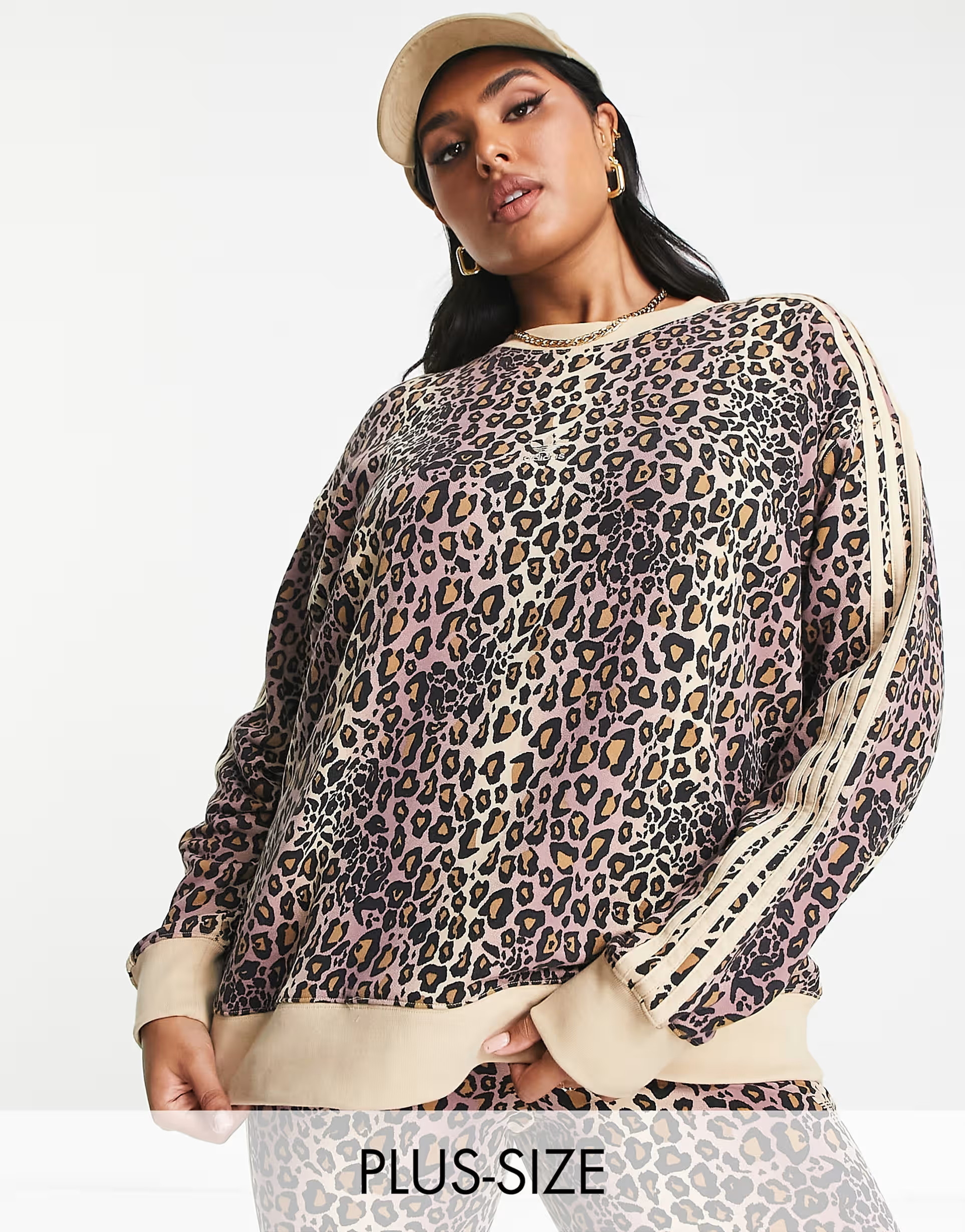 adidas Originals Plus all over leopard print sweater in brown | ASOS (Global)
