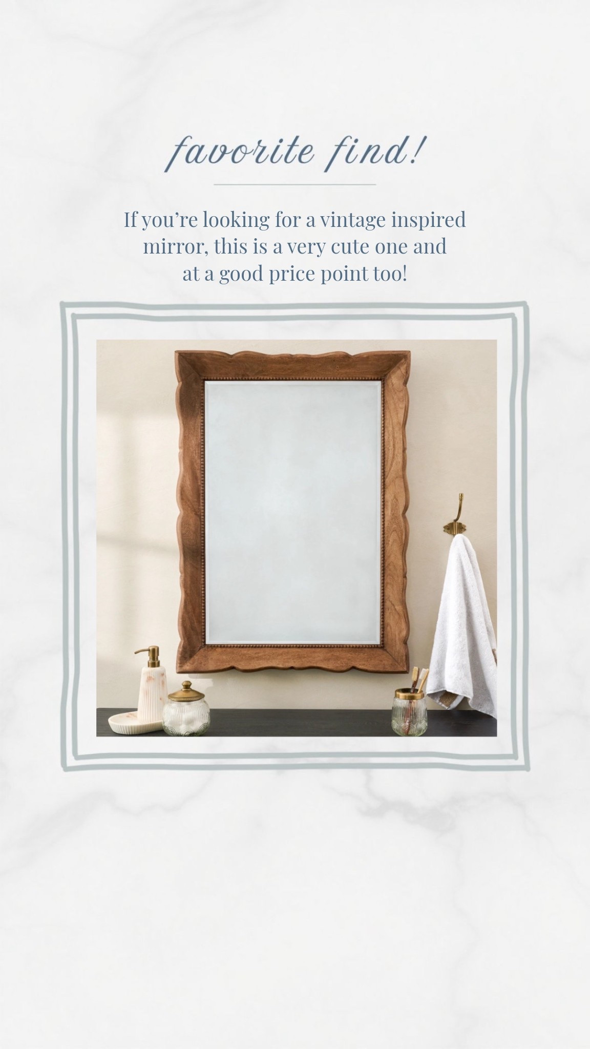 If you’re looking for a vintage inspired mirror, take a look at this one! I love the scalloped edge and the bead detail. The price point is really good too! It would be great in a bathroom or above a console table.

#LTKHome