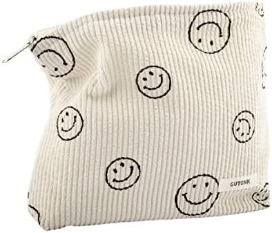 Makeup Bag For Women - Corduroy Cosmetic Bags Aesthetic Design Ladies Tote pouch Women's Pencil C... | Amazon (US)
