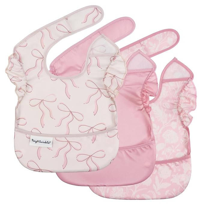Tiny Twinkle Mess-Proof Baby Bibs for Eating | Waterproof, Wipeable Toddler Bibs with Catch-All P... | Amazon (US)