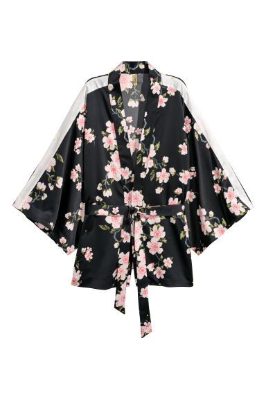 H & M - Patterned kimono jacket - Black | H&M (US)