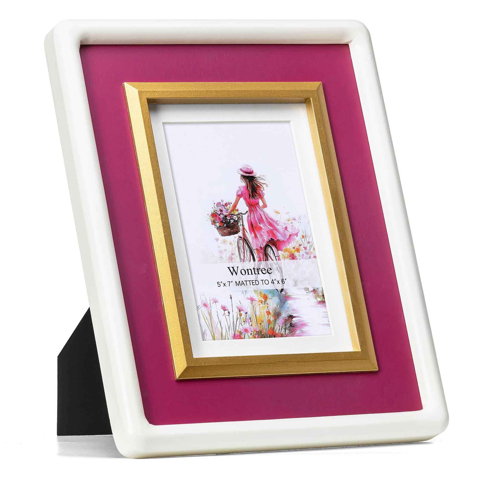 5x7 Picture Frame, Elegant Triple-Tone in White, Gold and Purple with Real Glass - for 4x6 & 5x7 ... | Amazon (US)