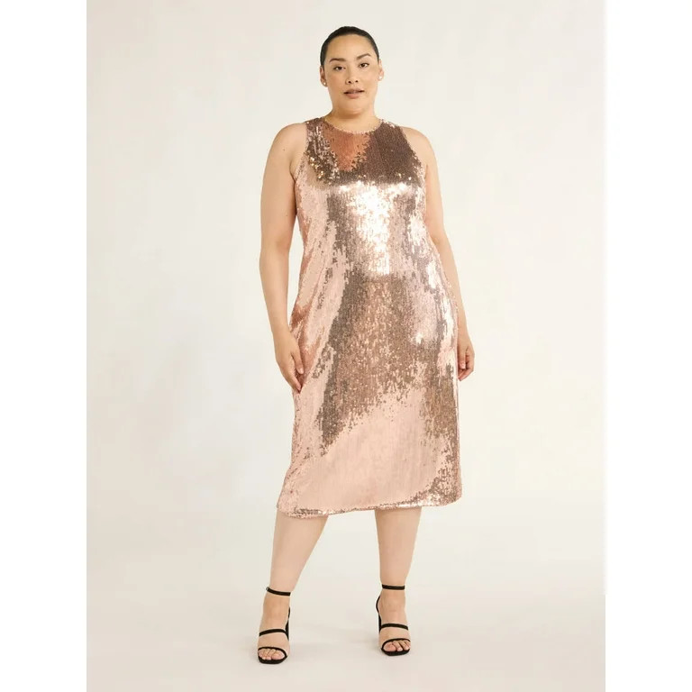 Scoop Women’s & Women's Plus Sequin Midi Dress, Sizes XS-4X | Walmart (US)