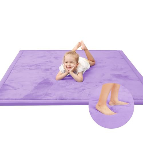 Baby Play Mat for Floor,1.3" Thick Memory foam Tummy Time Mat for Toddlers,Infants,kids,Water-Repellent Soft Nursery Rug,Extra Large Non Slip for Crawling&Yoga,Tatami Style for Living Room(Lavender) | Amazon (US)