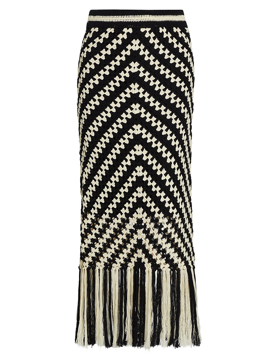 Women's Halliday Crochet Tassel Maxi Skirt - Chevron - Size 0 | Saks Fifth Avenue