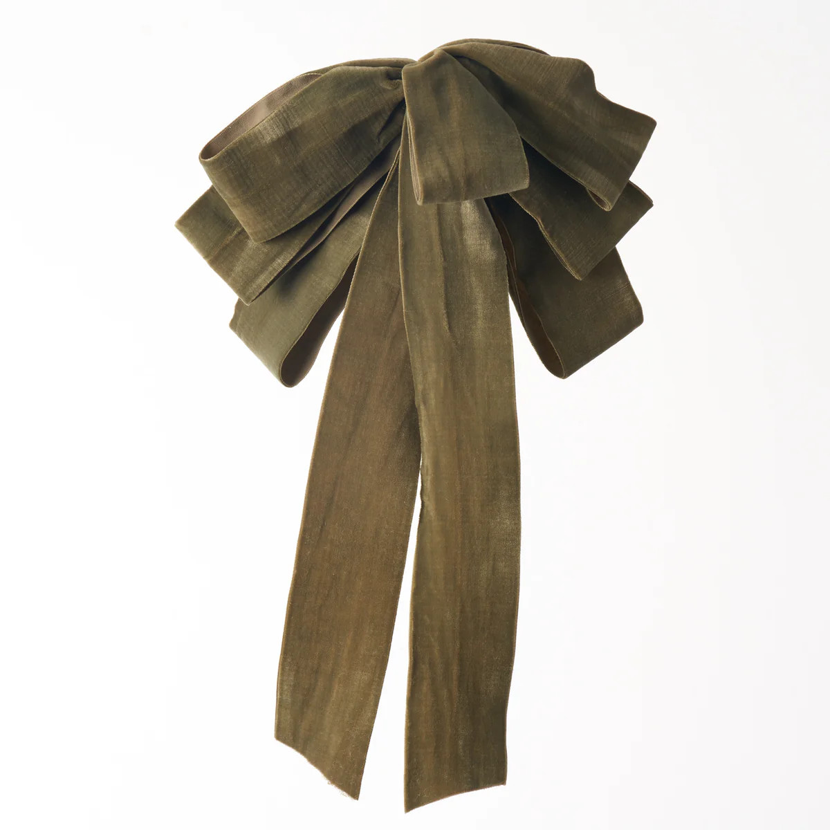 Moss Brown Velvet Lux Hand Tied Drape Loop Bow | Darby Creek Trading