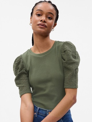 Puff Sleeve Rib T-Shirt | Gap (US)