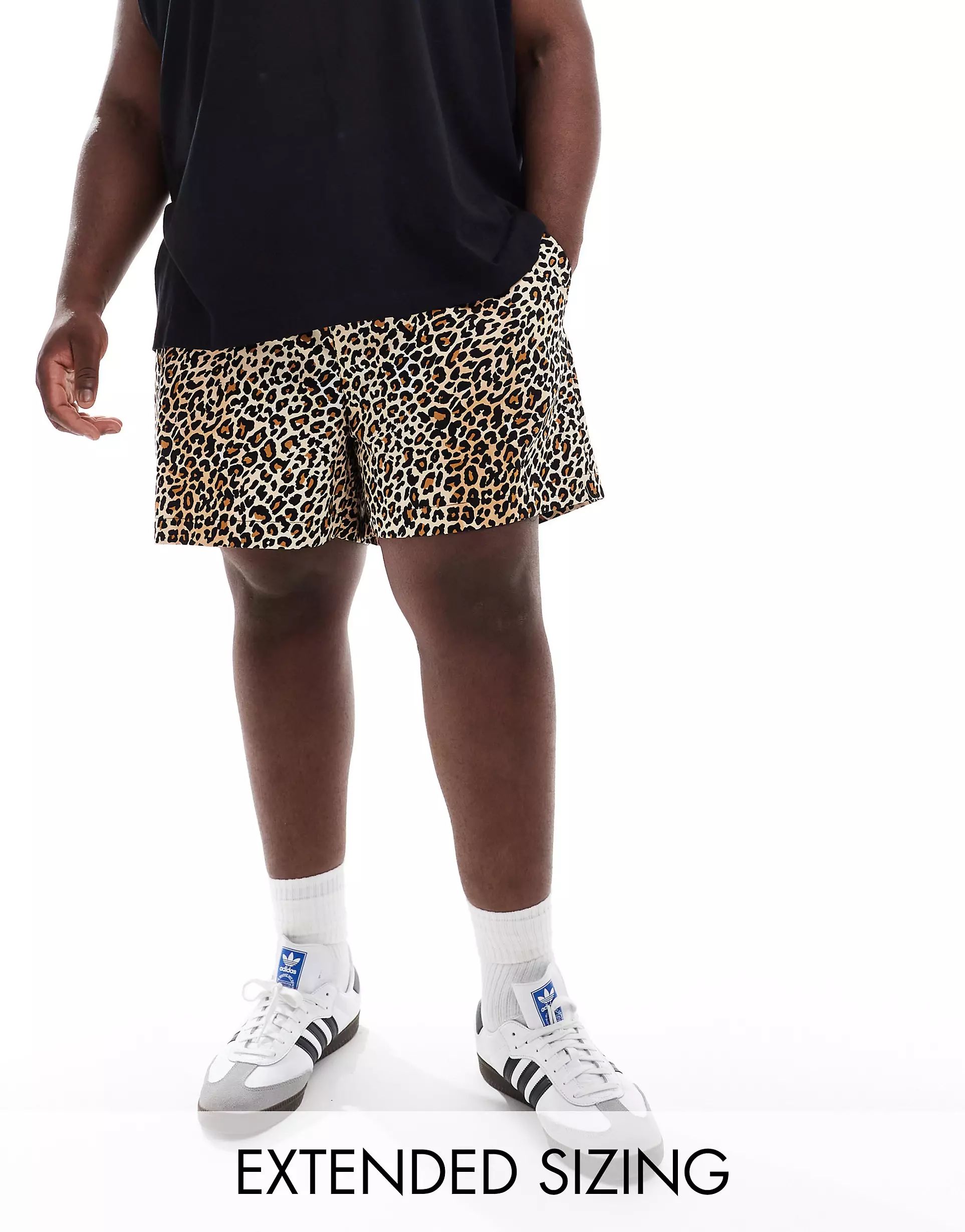ASOS DESIGN wide shorter length shorts in leopard print with elastic waist | ASOS (Global)