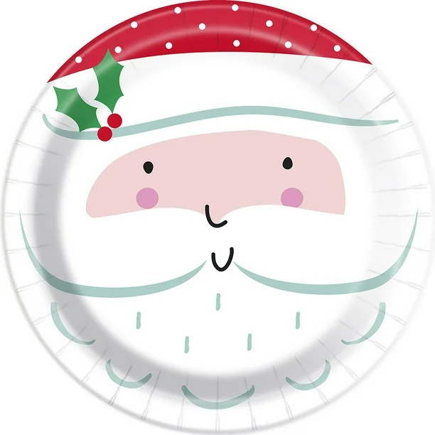 Way to Celebrate! Joyful Santa Christmas Paper Dinner Plates, 9in, 8ct - Walmart.com | Walmart (US)