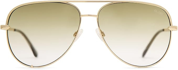EVEE Fashionable Metal Aviator Sunglasses with Oversize Flat Reflective Mirror Lenses (GEMINI) | Amazon (US)