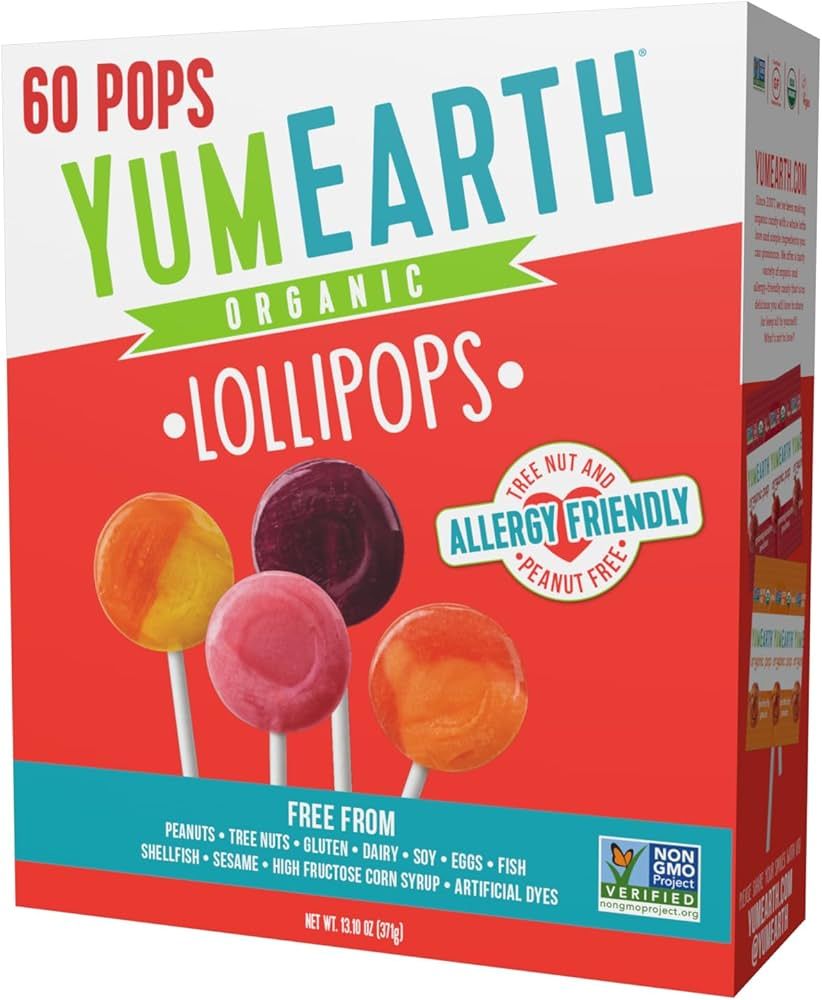 YumEarth Organic Pops Variety Pack, 60 Fruit Flavored Favorites Lollipops, Allergy Friendly, Glut... | Amazon (US)