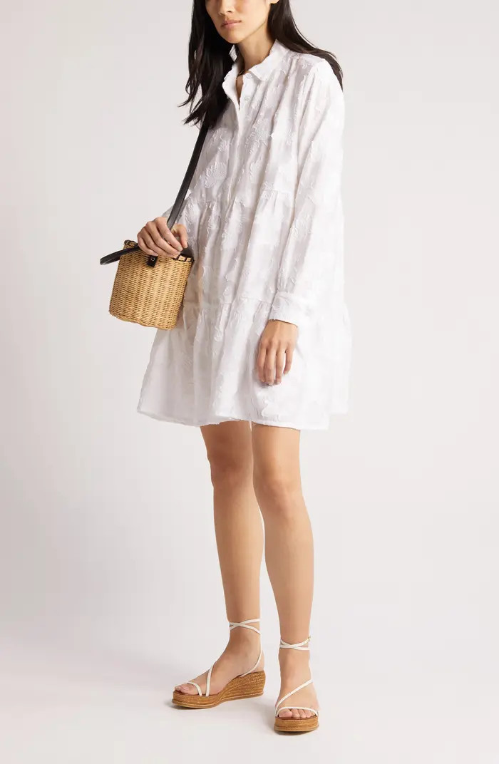 Ilana Floral Long Sleeve Trapeze Shirtdress | Nordstrom