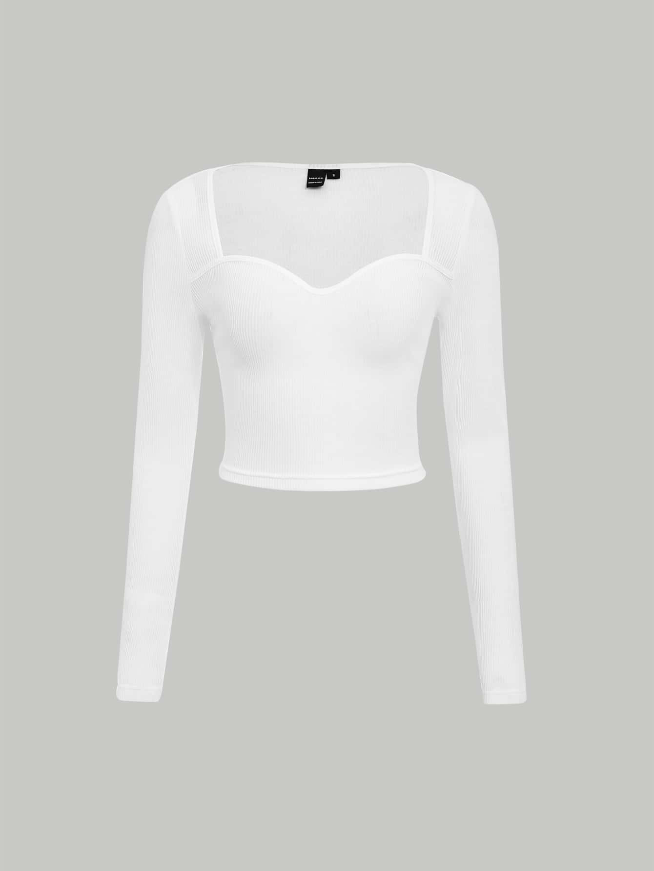 SHEIN MOD Solid Sweetheart Neck Crop Tee | SHEIN