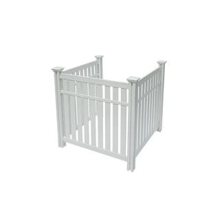 EC18016 4ft H x 3.6ft W x 4ft L Hartford White Vinyl Outdoor Privacy Screen, No-Dig, A/C Unit Hid... | The Home Depot