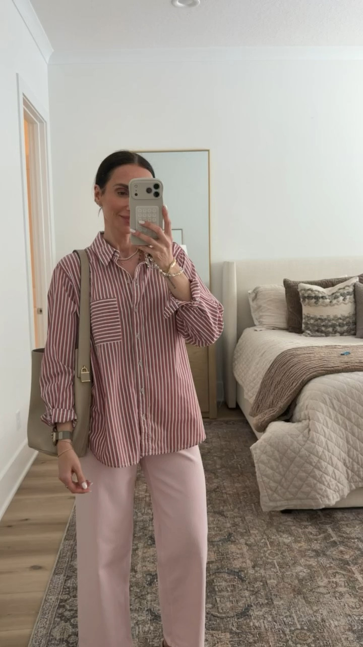 Shirt size S.
Pink jeans, oversized shirt, casual style, spring fashion, annabrstyle.

#LTKOver40 #LTKootd