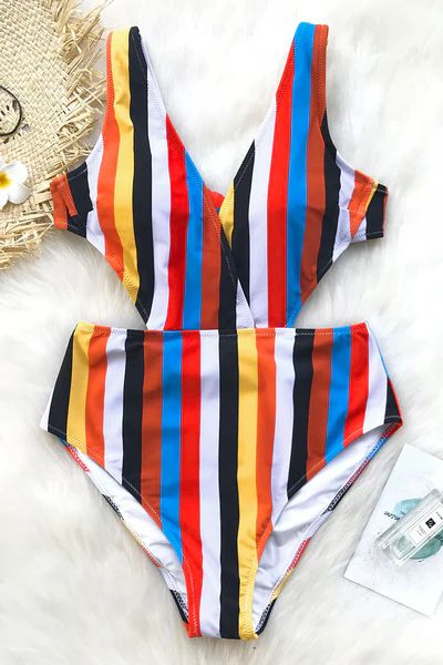 Passing Fancy Stripe One-piece Swimsuit | Cupshe