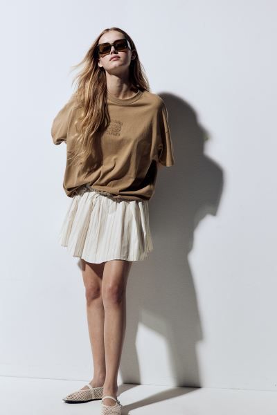 Voluminous Mini Skirt - Natural white/striped - Ladies | H&M US | H&M (US + CA)