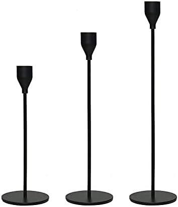 Gonioa Set of 3 Metal Black Candle Holders for Taper Candles Matte Candlestick Stand Modern Home ... | Amazon (US)