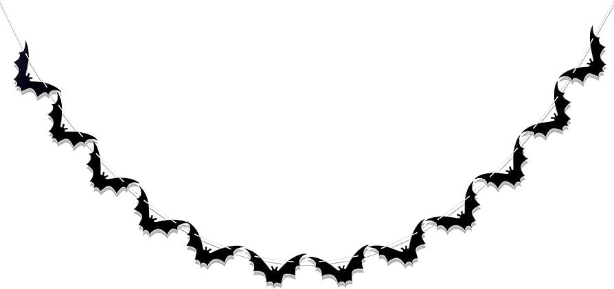Black Bat Garland - Halloween Bat Banner, Bat Bunting, Gothic Halloween Party Decor, Gothic Bat B... | Amazon (US)
