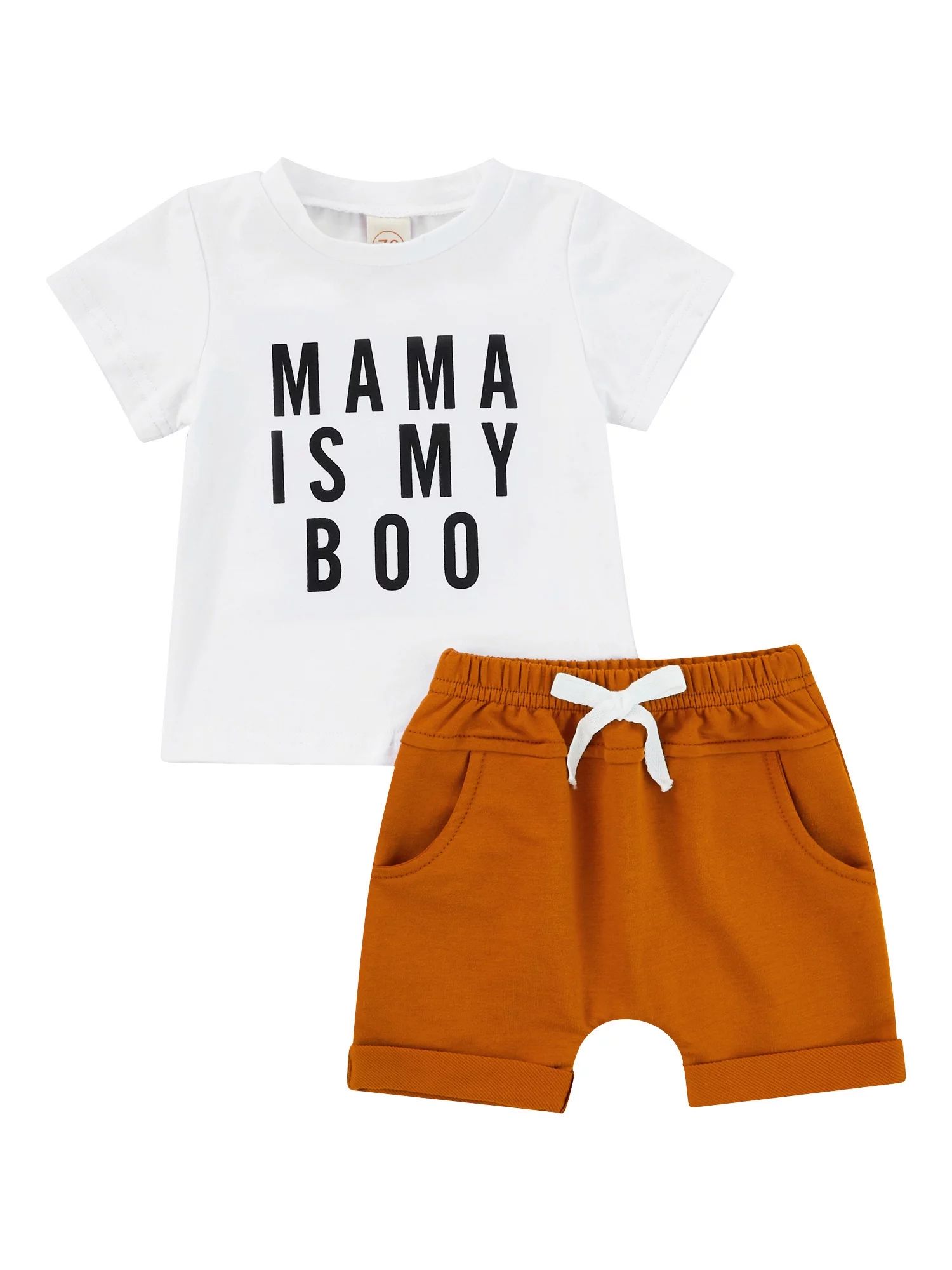 TheFound 2pcs Infant Baby Boys Causal Clothes MAMA IS MY BOO Short Sleeve T Shirts+Elastic Solid ... | Walmart (US)