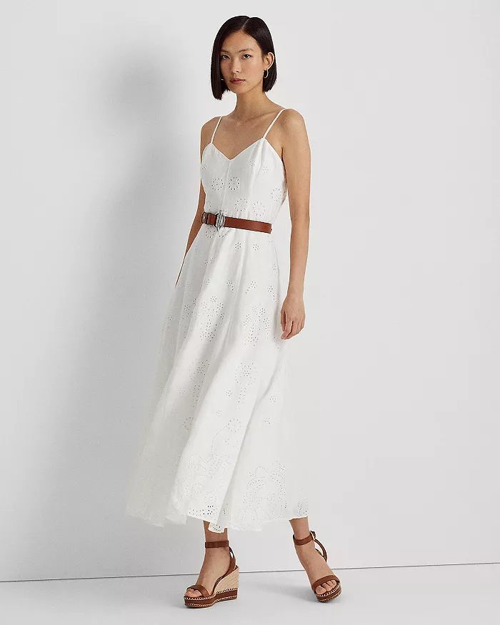 Linen Cotton Eyelet Fit and Flare Dress | Bloomingdale's (US)