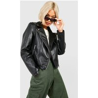 boohoo Women's Faux Leather Biker Jacket in Black | Size: 4 | Faux Leather/Polyurethane | boohoo (US & Canada)