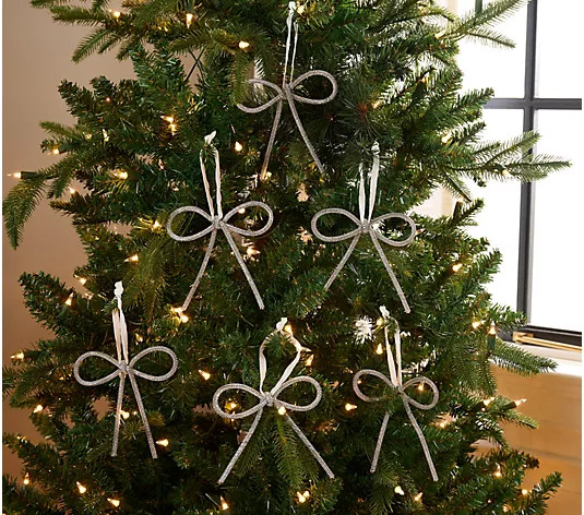 Set of 6 Shimmering Bow Ornaments with Ribbon by Kim Gravel - QVC.com | QVC