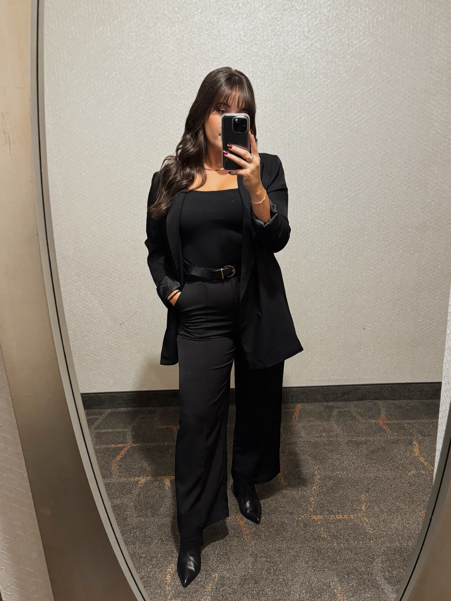We love a classic all black fit 🐈‍⬛  
Pants: medium 
Top: medium 
Blazer: medium 
Booties: 7

#LTKworkwear #LTKshoecrush #LTKtravel
