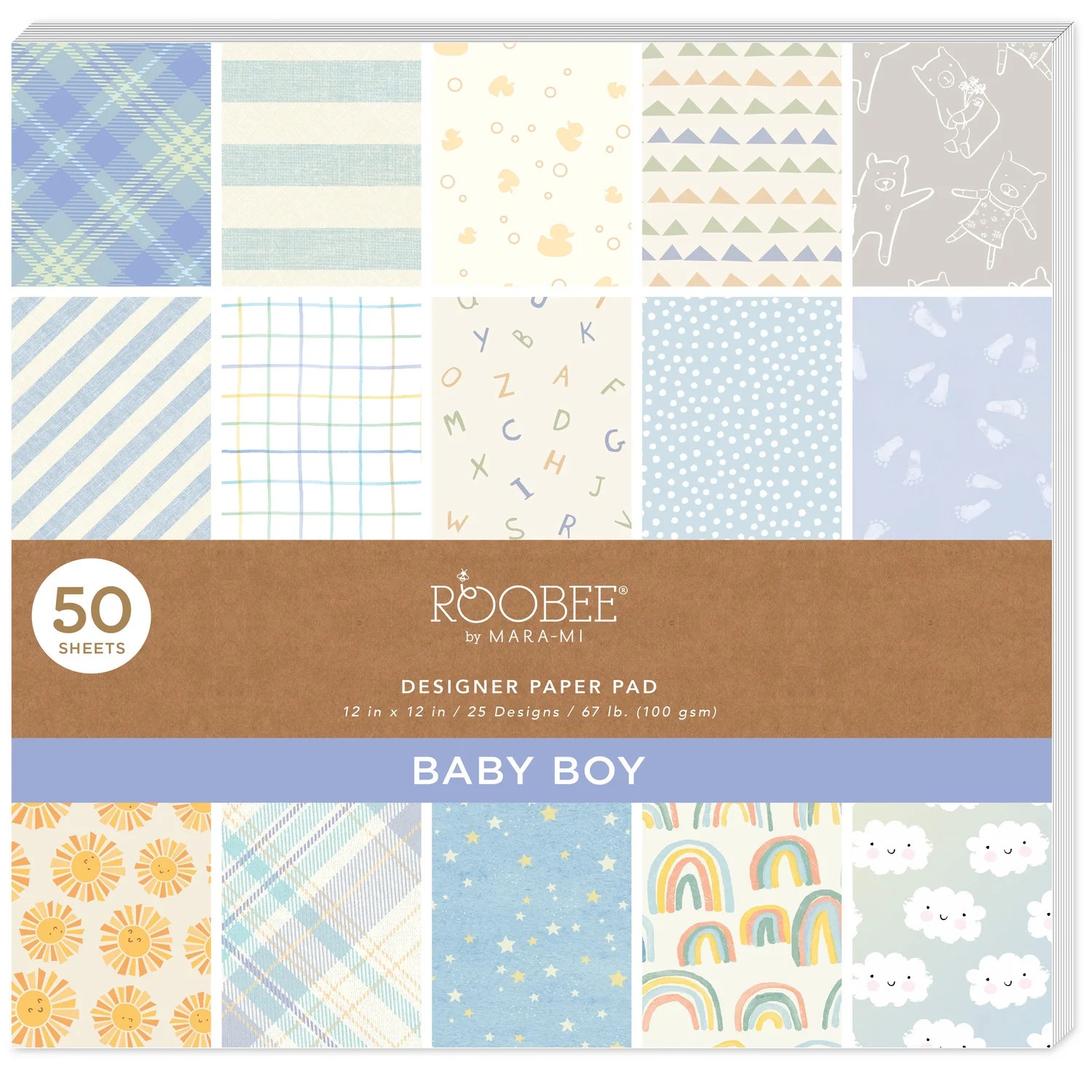 Roobee by Mara Mi Baby Boy Blue Scrapbook Paper Pad, 12"x12" 50 Sheets, 25 Designs | Walmart (US)