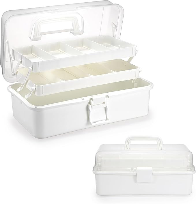 BTSKY 3-Layer Plastic Dividing Storage Box Craft Organizer and Storage with Adjustable Spacers Po... | Amazon (US)