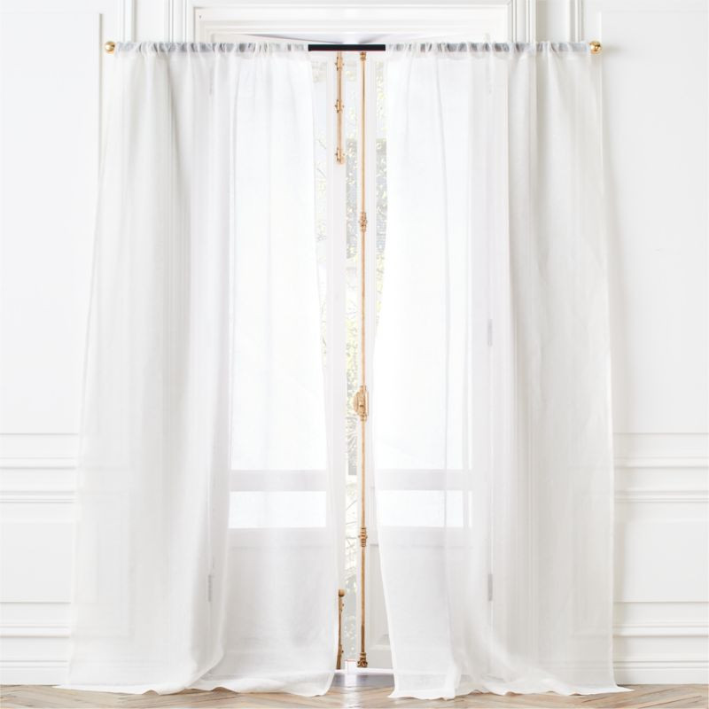 Modern Warm White Linen Sheer Window Curtain Panel 48"x96" + Reviews | CB2 | CB2