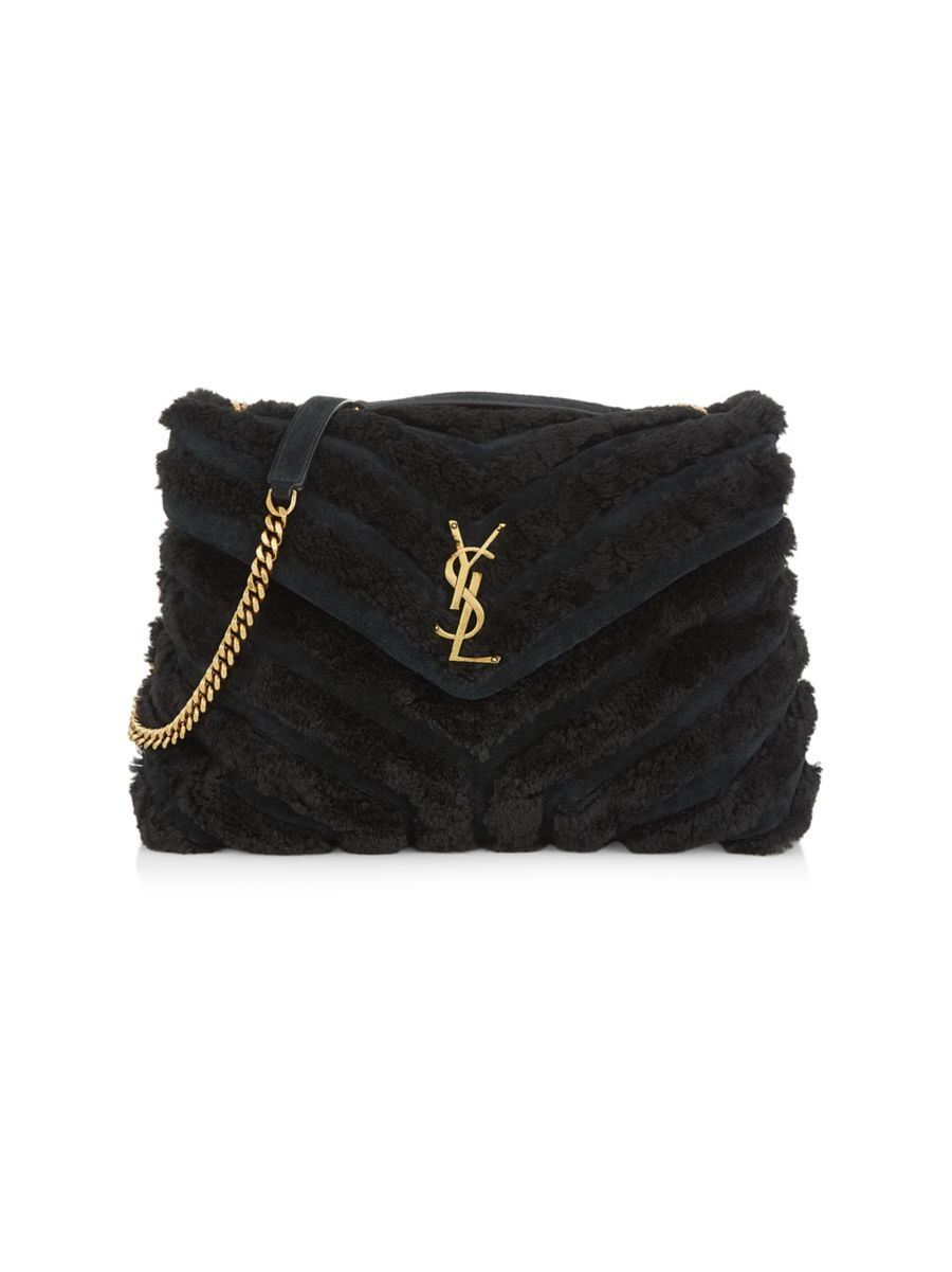 Saint Laurent Loulou Medium Chain Bag in Quilted Y Shearling and Suede Patchwork | Saks Fifth Avenue
