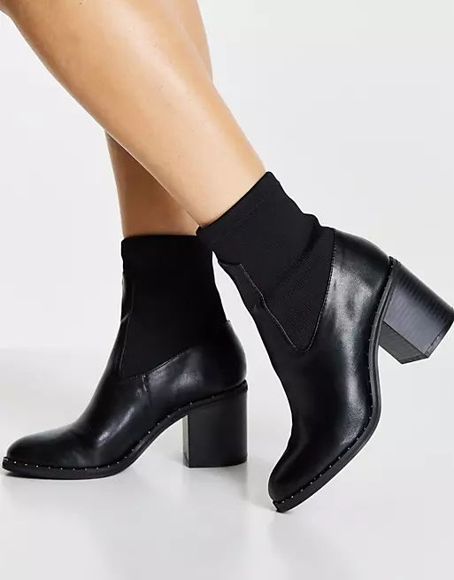 ASOS DESIGN Ruby studded block heel boots in black | ASOS (Global)