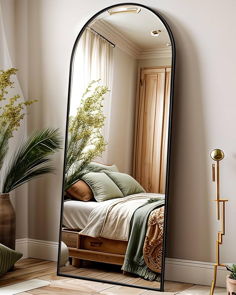 Floor Mirror, 68"×27" Arched Full Length Mirror Arched Mirror with Stand, Black Large Arched Wal... | Amazon (US)