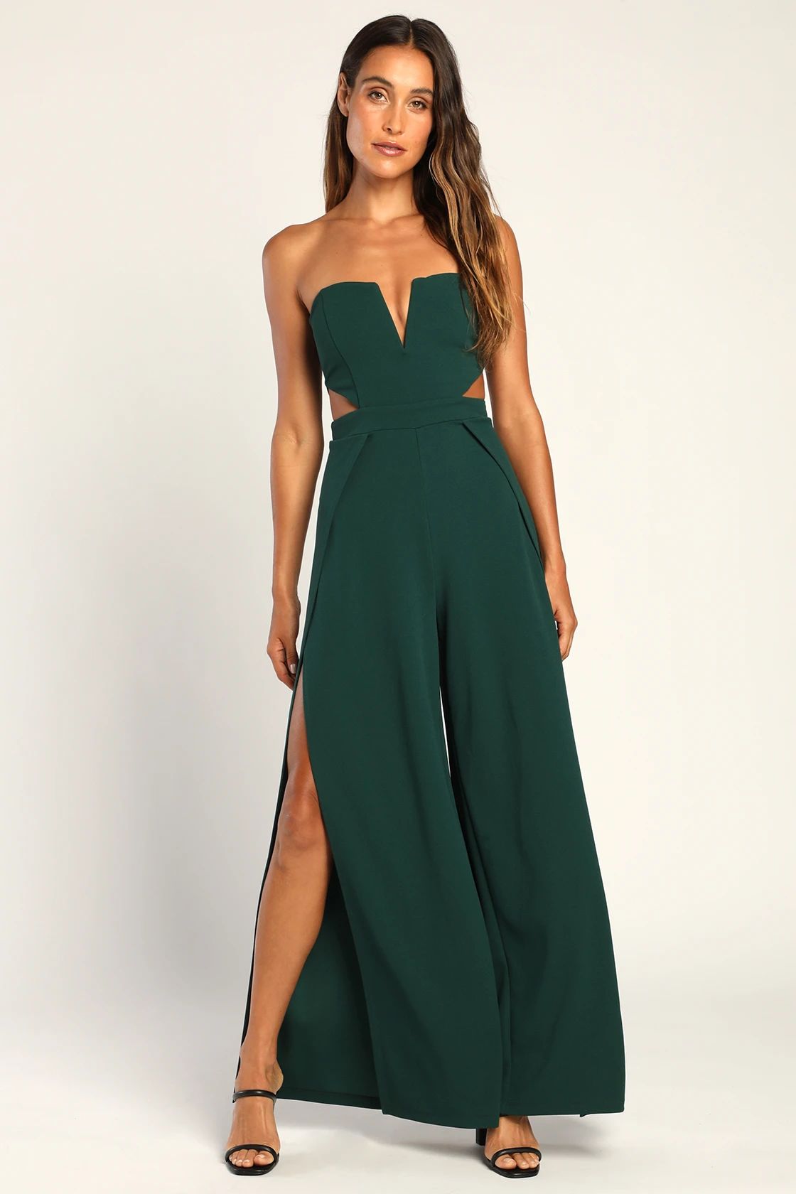 Make Your Statement Emerald Strapless Cutout Wide-Leg Jumpsuit | Lulus (US)