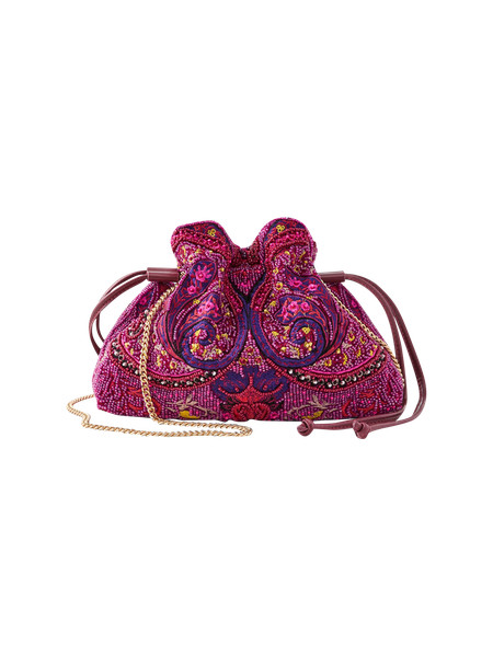 Beaded Paisley Drawstring Clutch | Ann Taylor