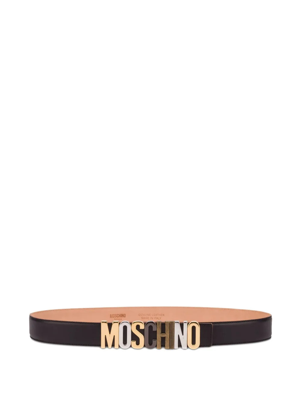 Moschino logo-lettering belt - Brown | Farfetch Global