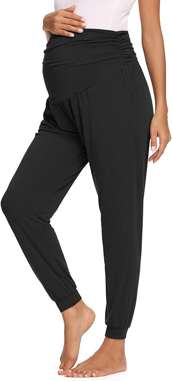 CareGabi Maternity Pants Over The Belly Sweatpants Comfy Lounge Pregnancy Joggers with Pockets | Amazon (US)