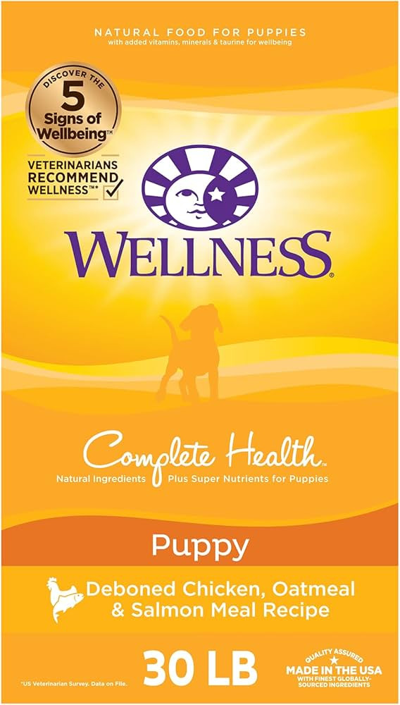 Wellness Complete Health Dry Puppy Food, Chicken, Salmon & Oatmeal, 30-Pound Bag | Amazon (US)