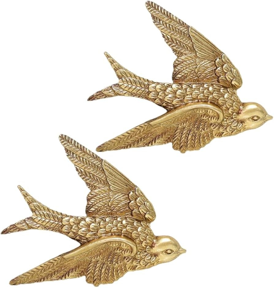 Garneck 2Pcs Vintage Bird Wall Art Decor : 4.9'' Resin Flying Bird Wall Sculpture 3D Antique Anim... | Amazon (US)