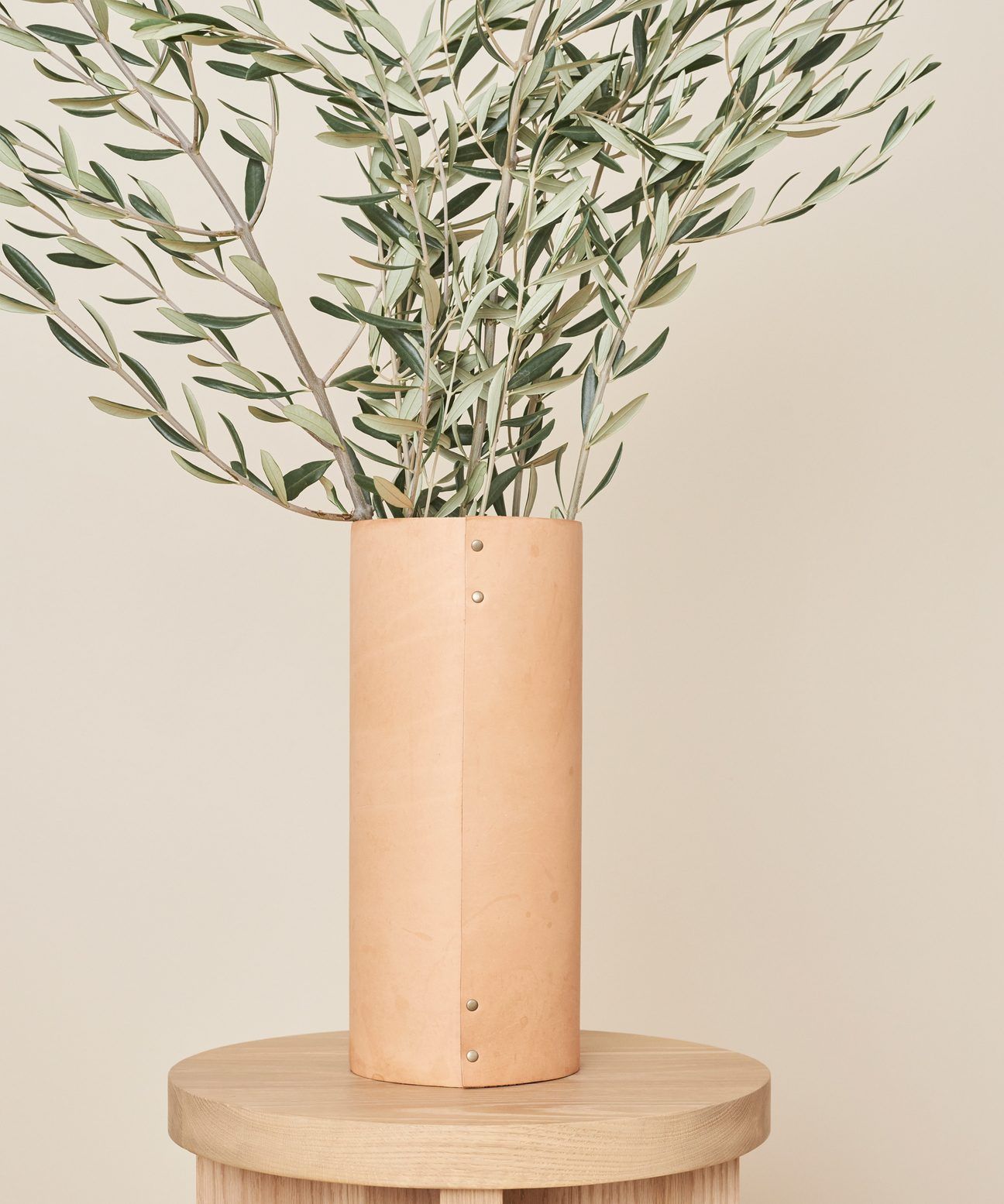 Large Leather Rivet Vase | Jenni Kayne