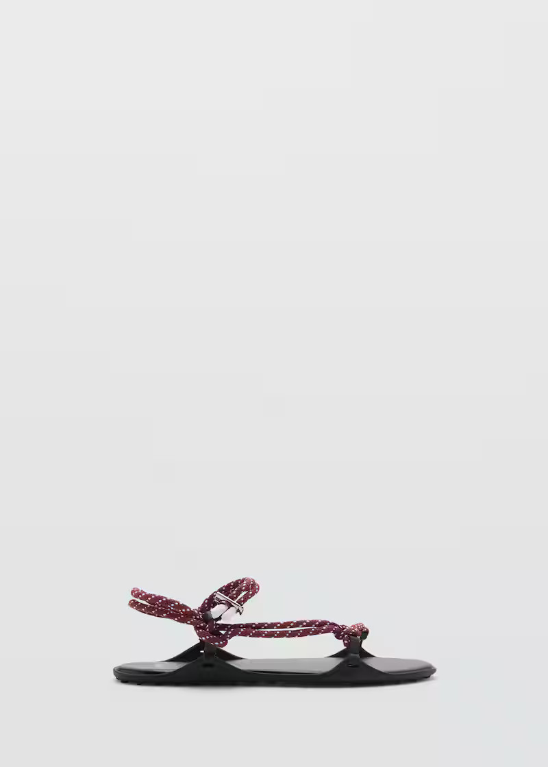 Combined lace-up sandal -  Women | Mango USA | MANGO (US)