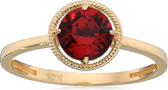 10k Gold Round-Cut Birthstone Ring made with Swarovski Crystal | Amazon (US)